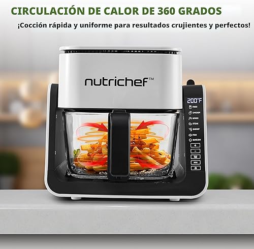 Miniatura 4 de NutriChef Freidora de aire y parrilla de 4 cuartos de galón 8-1 modos de cocción preestablecidos Tazón transparente para obtener los mejores