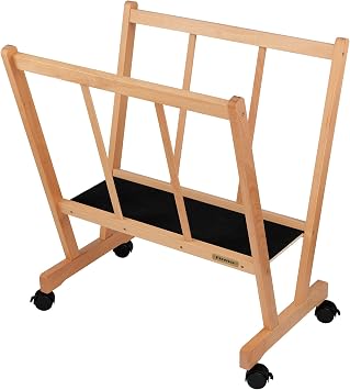 Creative Mark Firenze Large Wood Print Racks - Italian-Style Display Rack with Sanded Beechwood, Double Locking Castor Wheels, 5 Finishes, Holds 30x40 Artwork, Smooth Rolling for Studio or Gallery