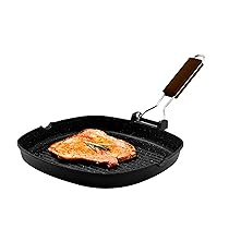 Zanetti, Bistecchiera 24 x 24 cm, Piastra grill in Alluminio Pressofuso ad Alto Spessore, Piastra Grill adatta ai Piani ad Induzione, Manico Pieghevole