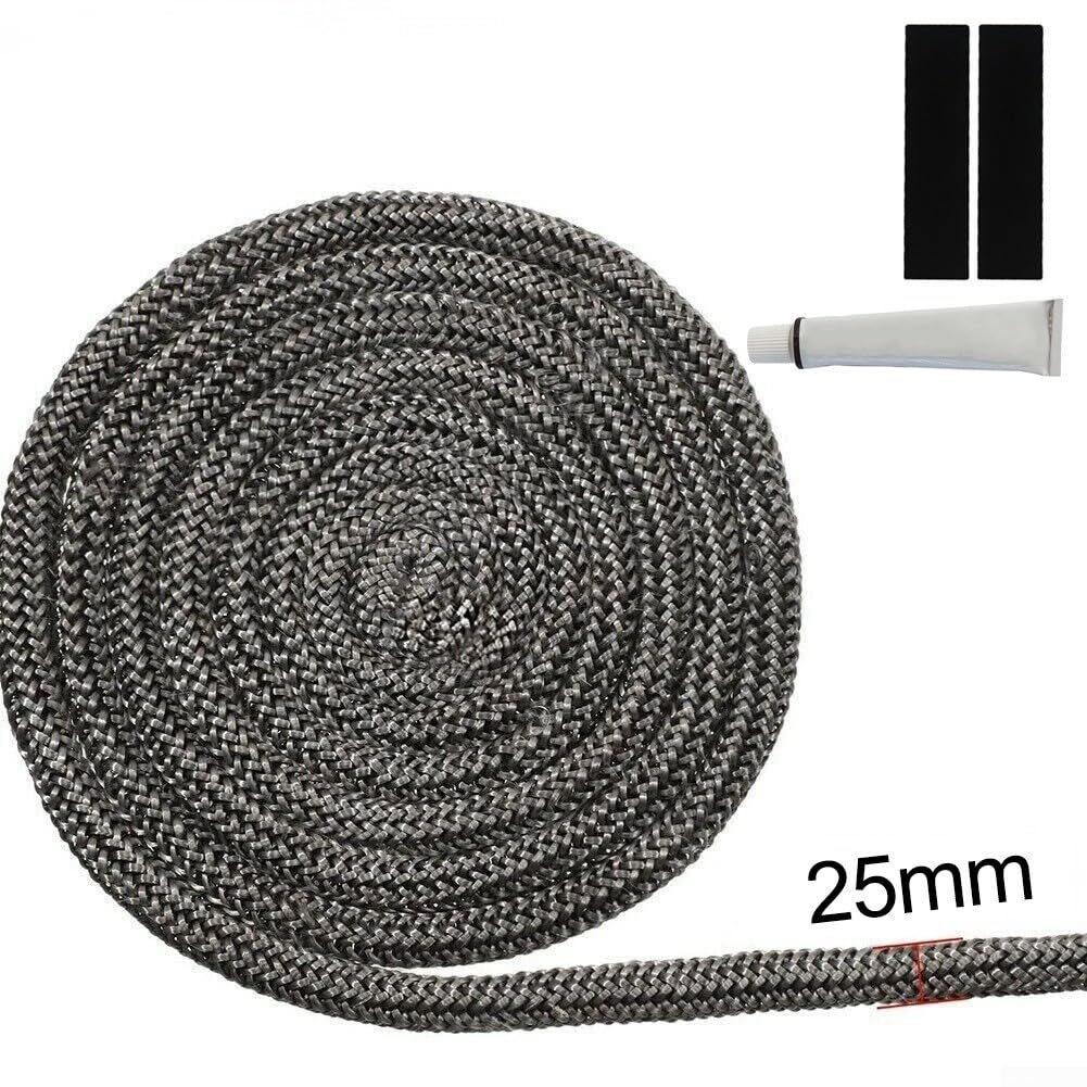 Corda di tenuta per stufa, diametro da 6 mm a 25 mm, lunghezza 300 cm, resistente al calore fino a 550 °C, guarnizione in fibra di vetro per porta della stufa a legna (25 mm)