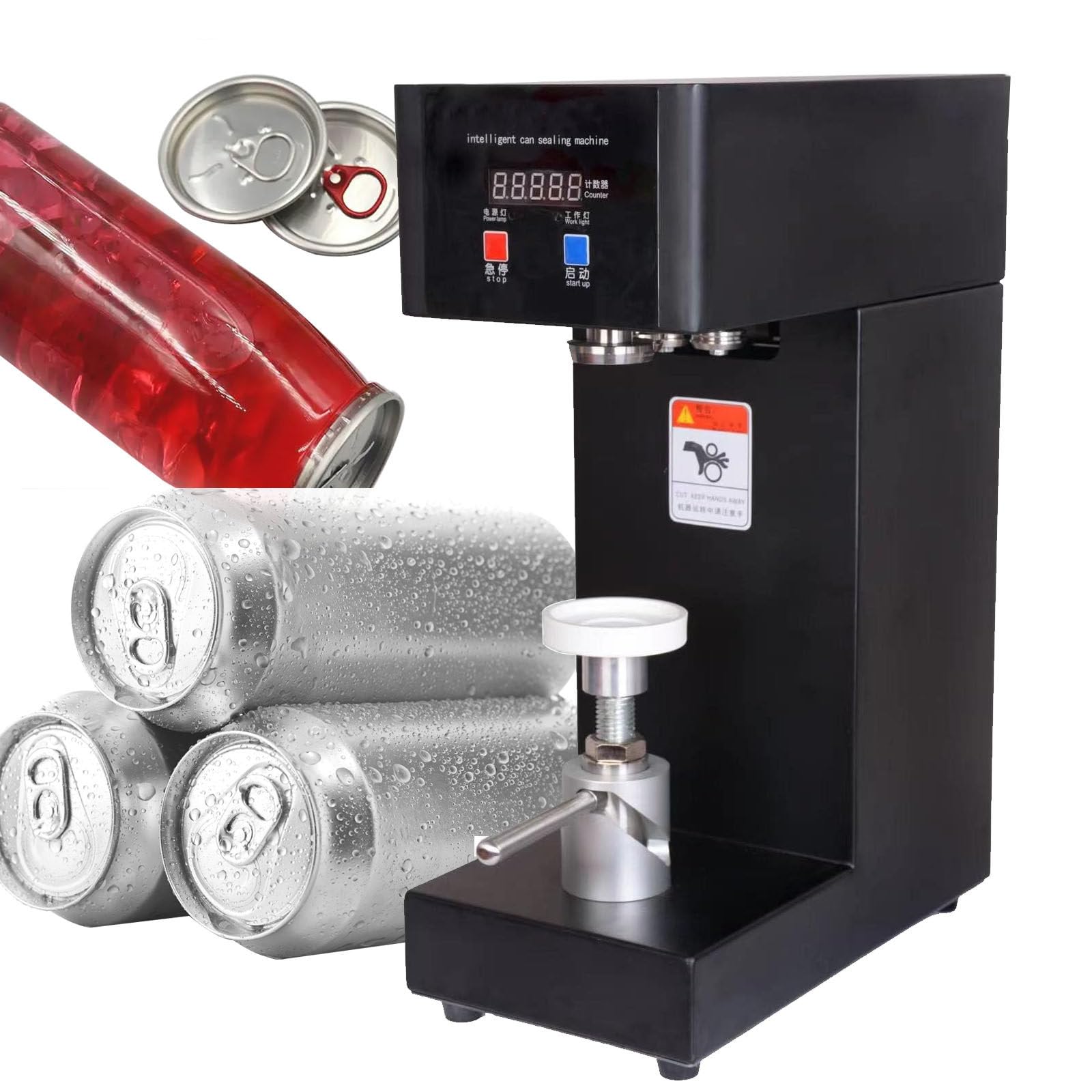 asdchZen Electric Can Sealer, Commercial Drink Bottle Seaming Machine, High-Speed Sealing For Beverage Packaging (Black 220V)