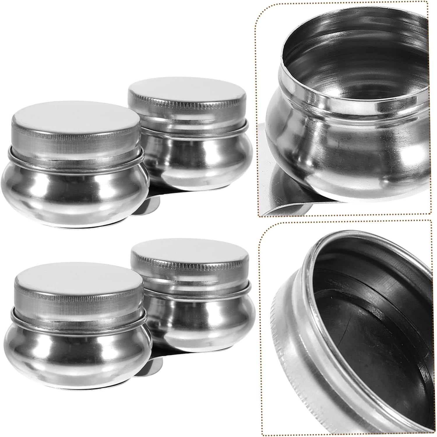 MINAOLULUS 2pcs Stainless Steel Oil Palette Cups Lid Portable Brush Cleaning Jar for Oil Painting and Watercolor Professional Painting Tools for Artists