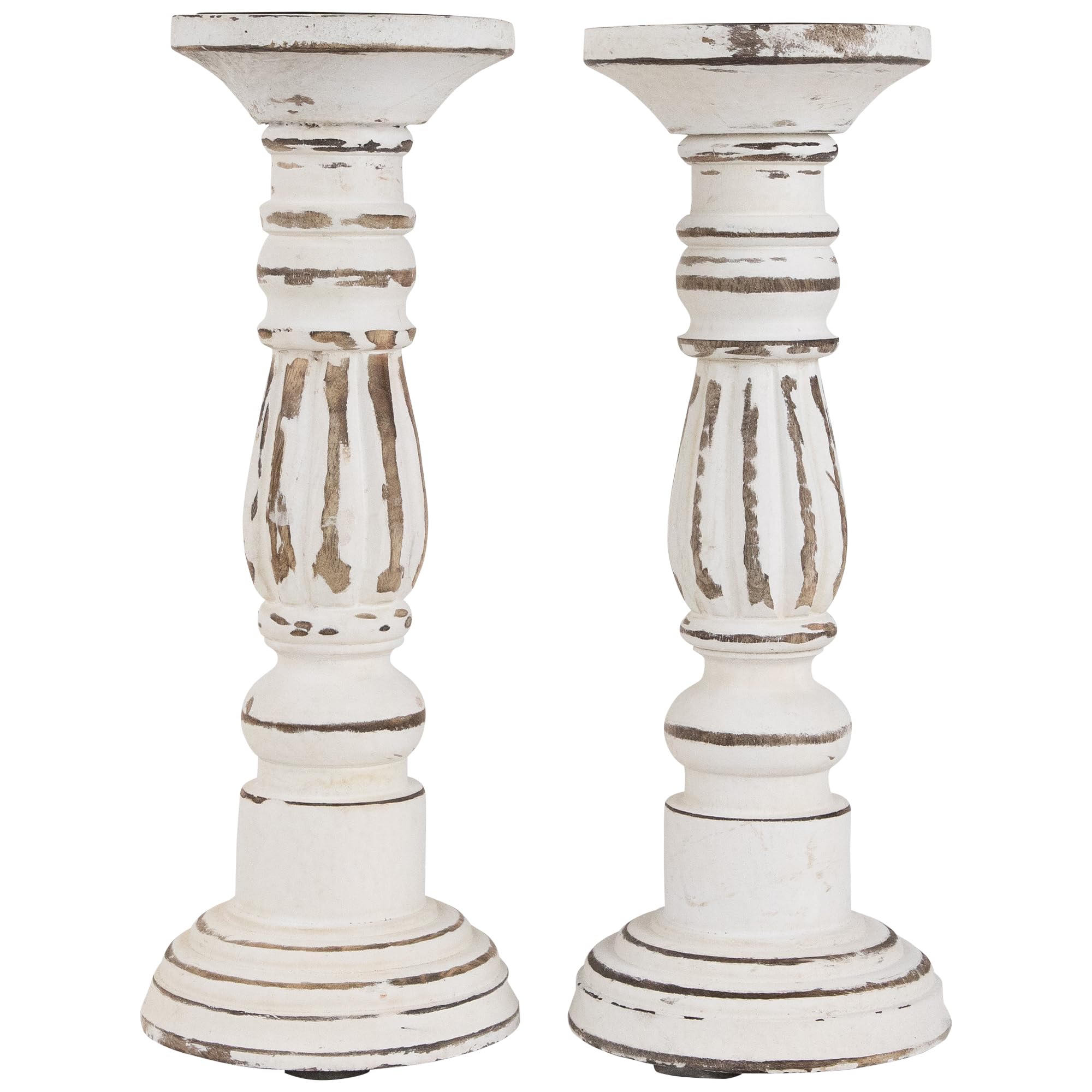 Northlight Set of 2 Antique Pillar Candle Holders, 12