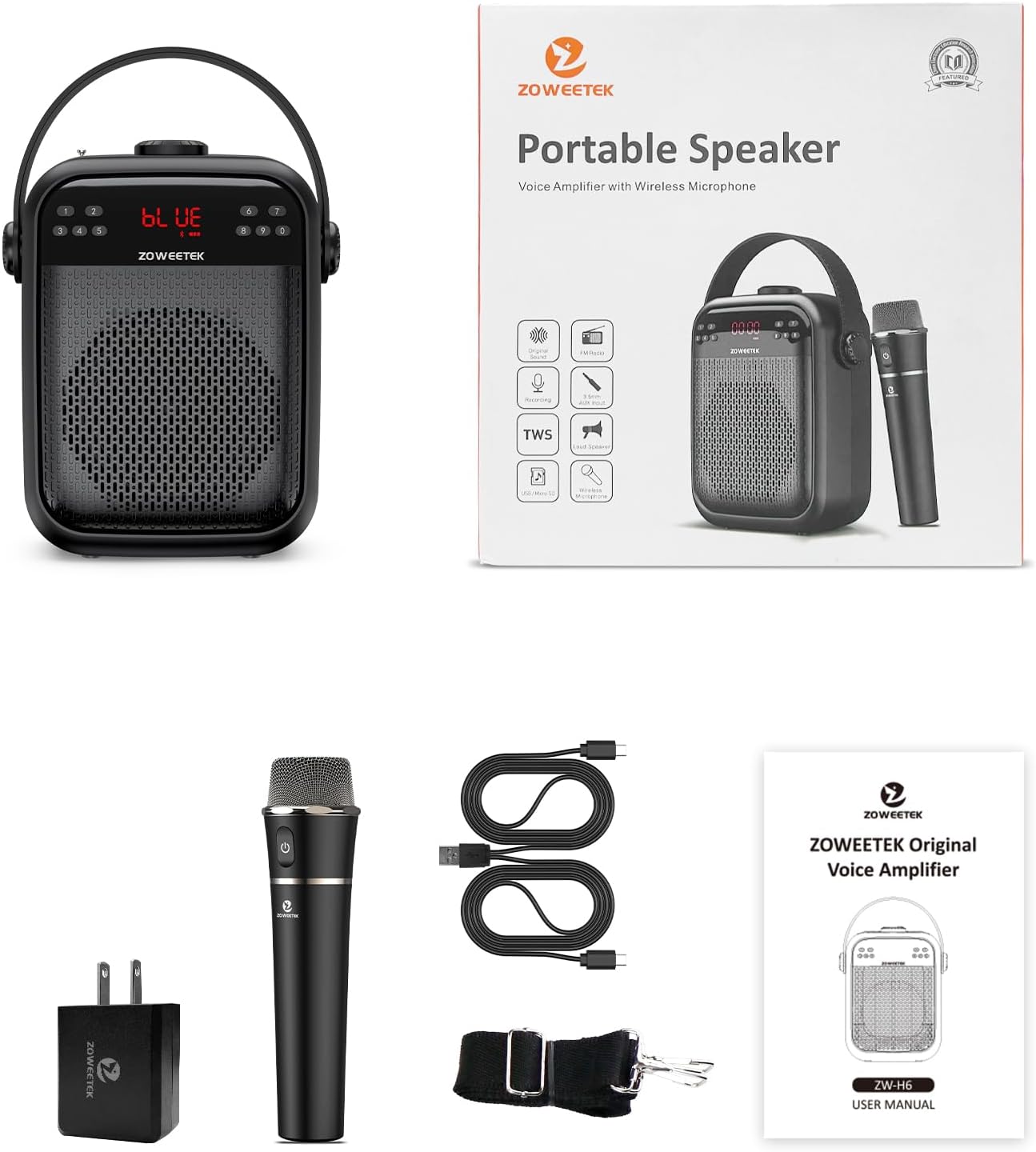 ZOWEETEK Voice Amplifier with Wireless Microphone Handheld, Wireless Voice Amplifier for Teachers, Buletooth PA System Speaker and Microphone,Portable Megaphone for Classroom, Speech,Karaoke,Outdoor - Image 7