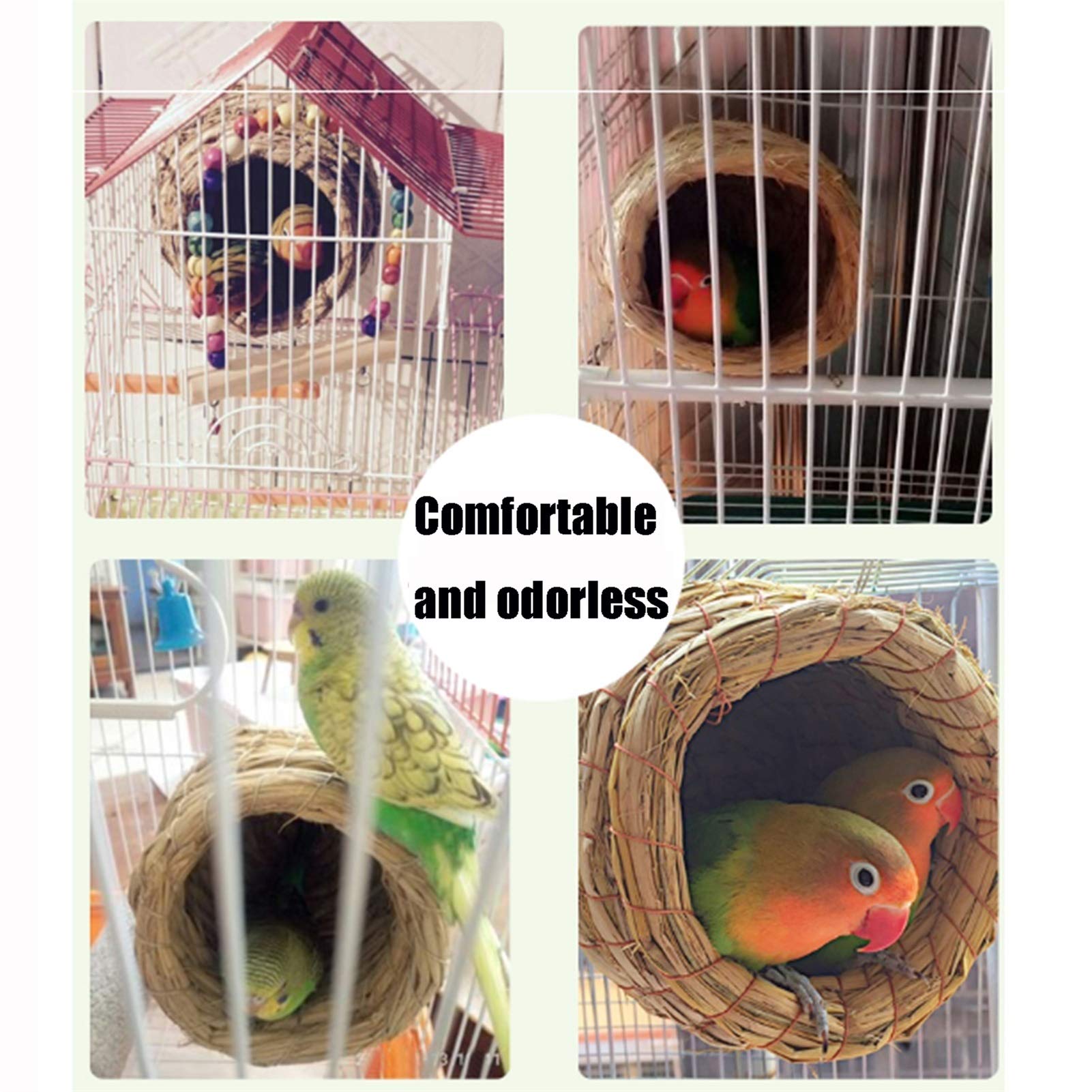 Casa para pájaros Nido de pájaros de Algas Marinas, casa para pájaros en Reposo para Mascotas, Cueva de cría, 4 Piezas (tamaño: 12-14 cm)