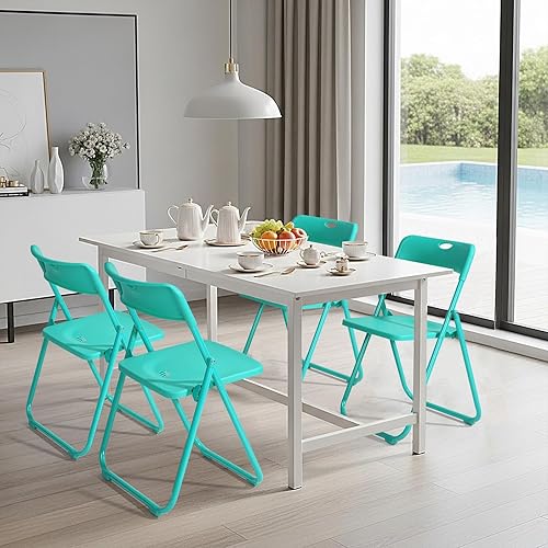Miniatura 2 de Karl home 4 Sillas Plegables, Silla de Plástico Plegable Ligera con Capacidad de 300 Libras, Marco de Metal Reforzado Fácil de Plegar y Almacenar