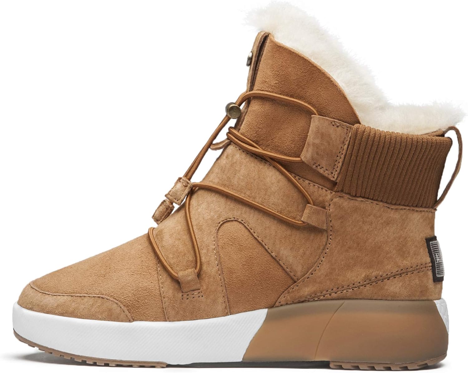 AU&MU Sheepskin Cross Elastic Bnad Metal Short Ankle Fur Wool Lining Winter Snow Boots…