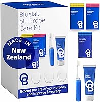Vista 1 de Kit de cuidado para sonda de pH Bluelab CAREKITPH con solución de calibración, solución de almacenamiento y cepillo, utilizado para lápiz de pH