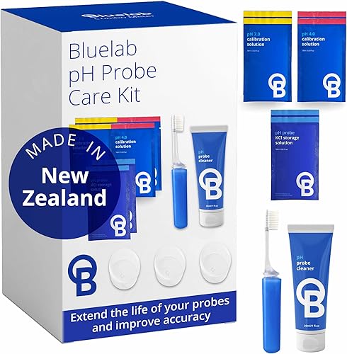 Kit de cuidado para sonda de pH Bluelab CAREKITPH con solución de calibración, solución de almacenamiento y cepillo, utilizado para lápiz de pH