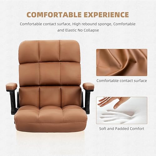Miniatura 6 de SEATZONE Executive Office Chair Small PU Leather Desk Chair with Wheels,Ergonomic Computer Swivel Rolling Task Chair with Back Support,Brown
