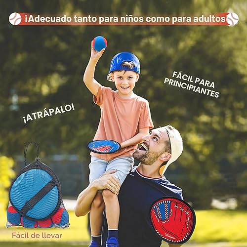 Miniatura 2 de Juego de pelota para tirar y atrapar, guantes de béisbol para niños pequeños y juguetes de pelota para atrapar, juegos al aire libre para niños