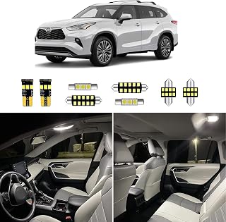 13pcs Highlander Interior LED Lights Replacement for 2014 2015 2016 2017 2018 2019 2020 2021 Toyota Highlander 6000K Super Bright White Interior LED Bulbs Replacement Package + Installation Tool