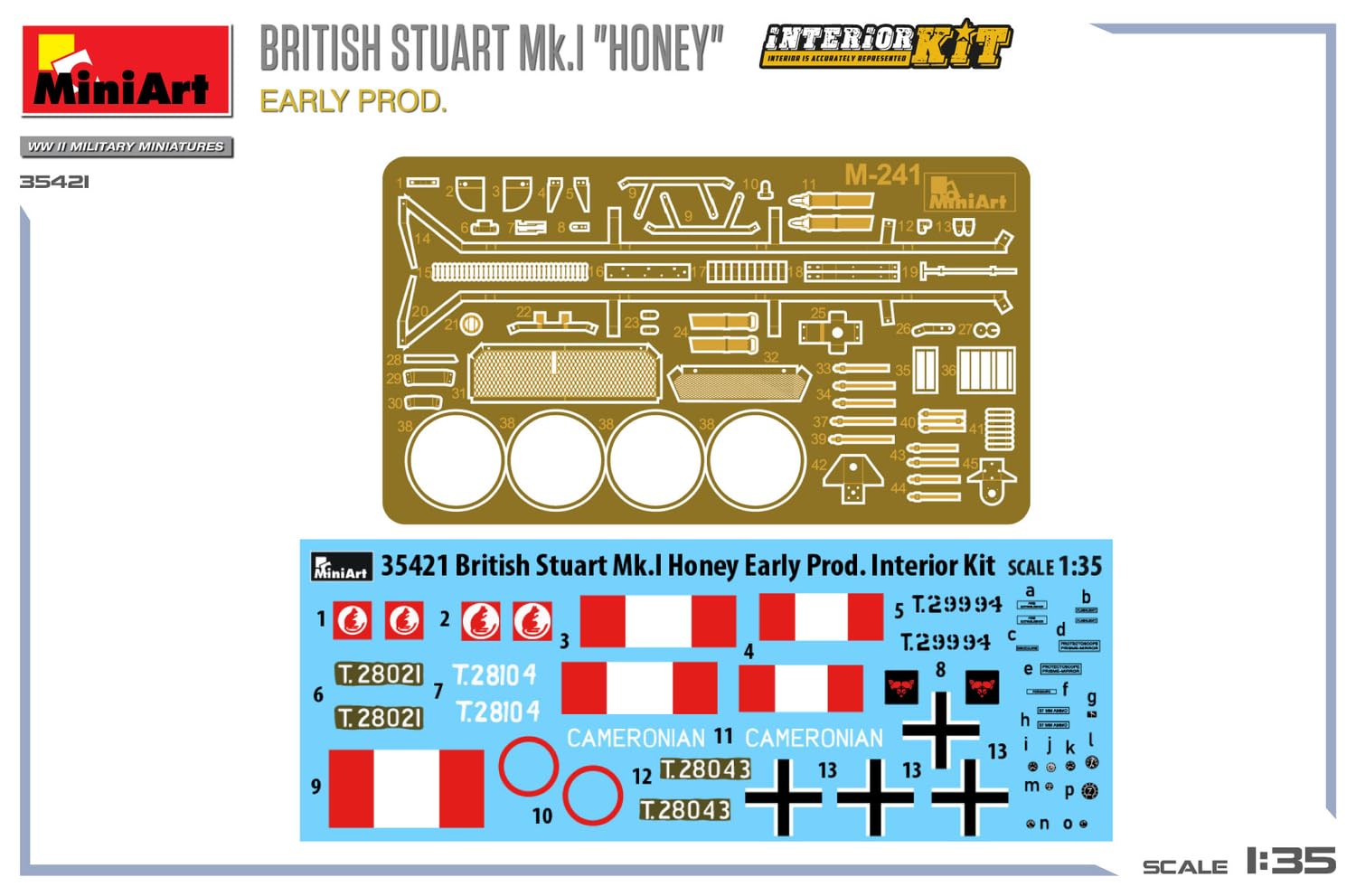MiniArt 35421 1:35 Brit. Stuart Mk.I con interno – riproduzione fedele all'originale, modellismo, kit di costruzione in plastica, artigianato, hobby, incollaggio, modellismo, assemblaggio, non