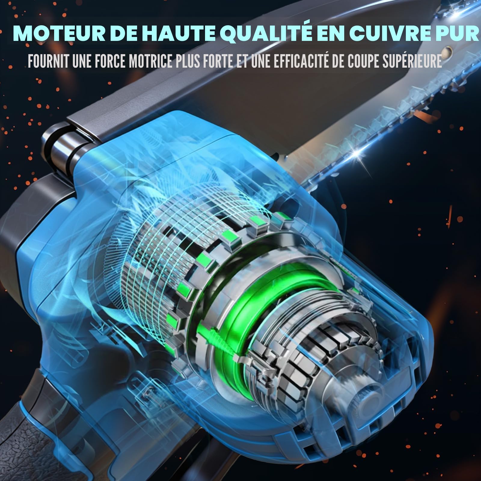 Mini tronçonneuse à batterie de 6",550W Tronconneuse Electrique