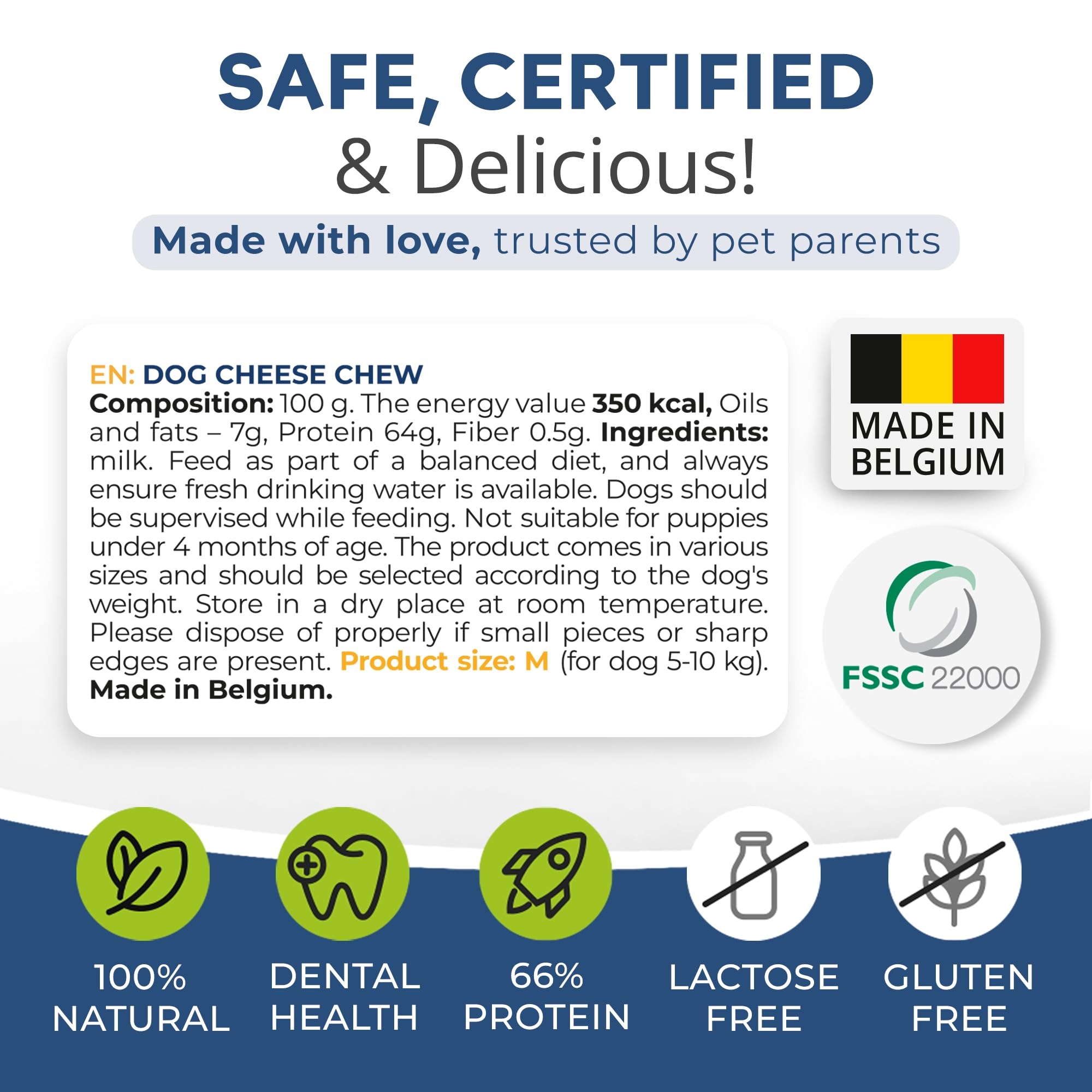 Naturalne mleczne snacki al formaggio dla psa - osso mastykatywny długotrwały 210g zestaw 3 sztuki rozmiar M