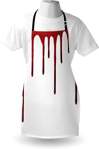 Miniatura 3 de Ambesonne Delantal de terror, Flowing Blood Horror Spooky Halloween Zombie Scary Help Me Ilustración temática, babero de cocina unisex con cuello