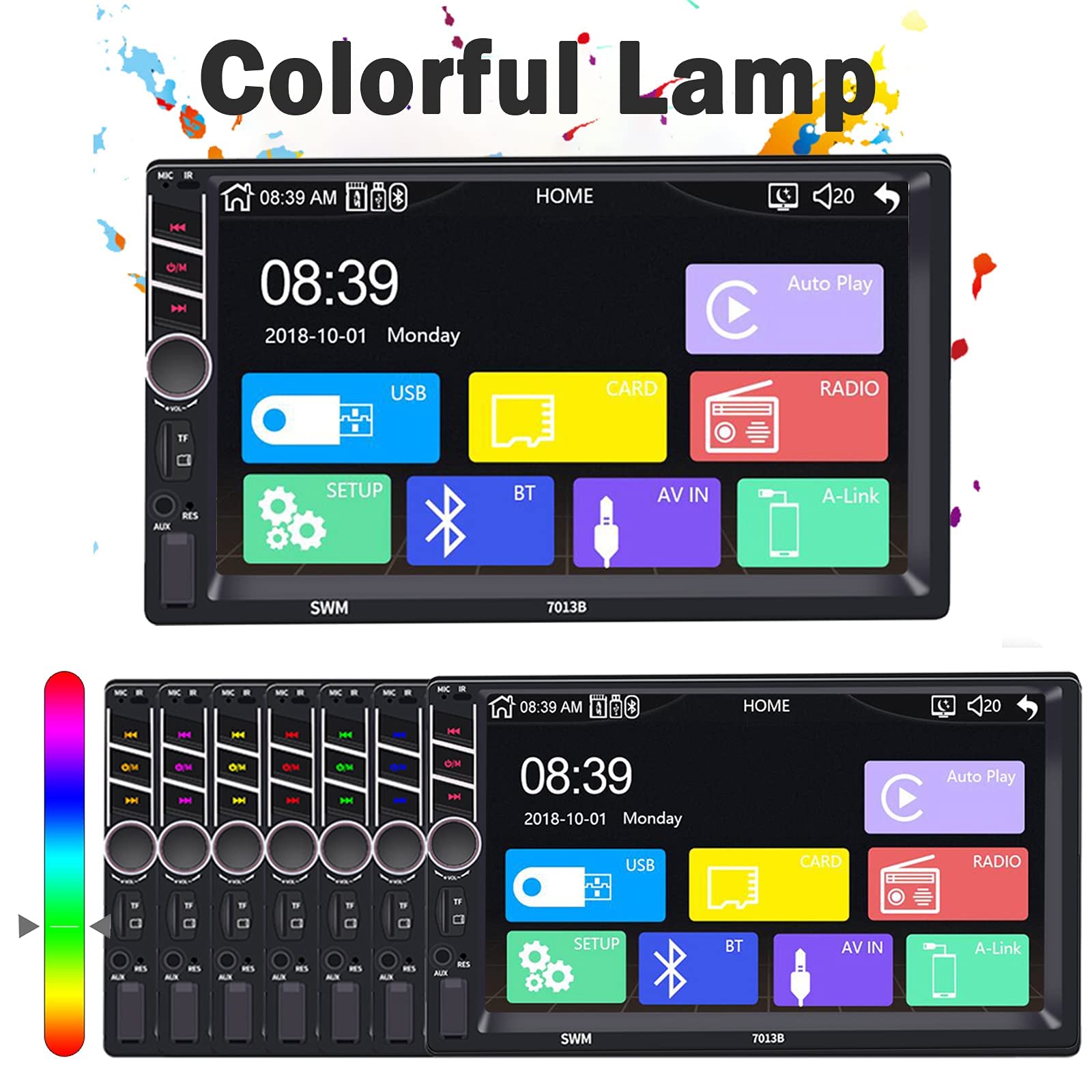 7 Inch Double Din Car Stereo with Apple Carplay Android Auto Car Radio