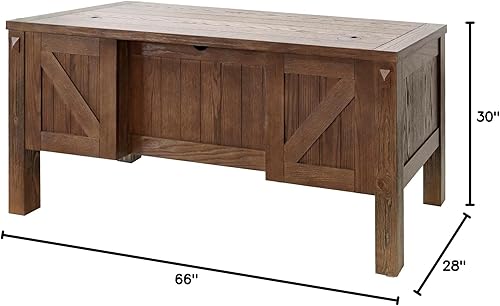 Martin Furniture Avondale - Mesa de escritura de oficina almacenamiento de madera totalmente montada escritorio de pedestal marrón