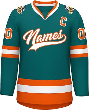 Custom V-Neck Hockey Jersey for Men Kids Stitched or Printed Personalized Team Name Number Logo