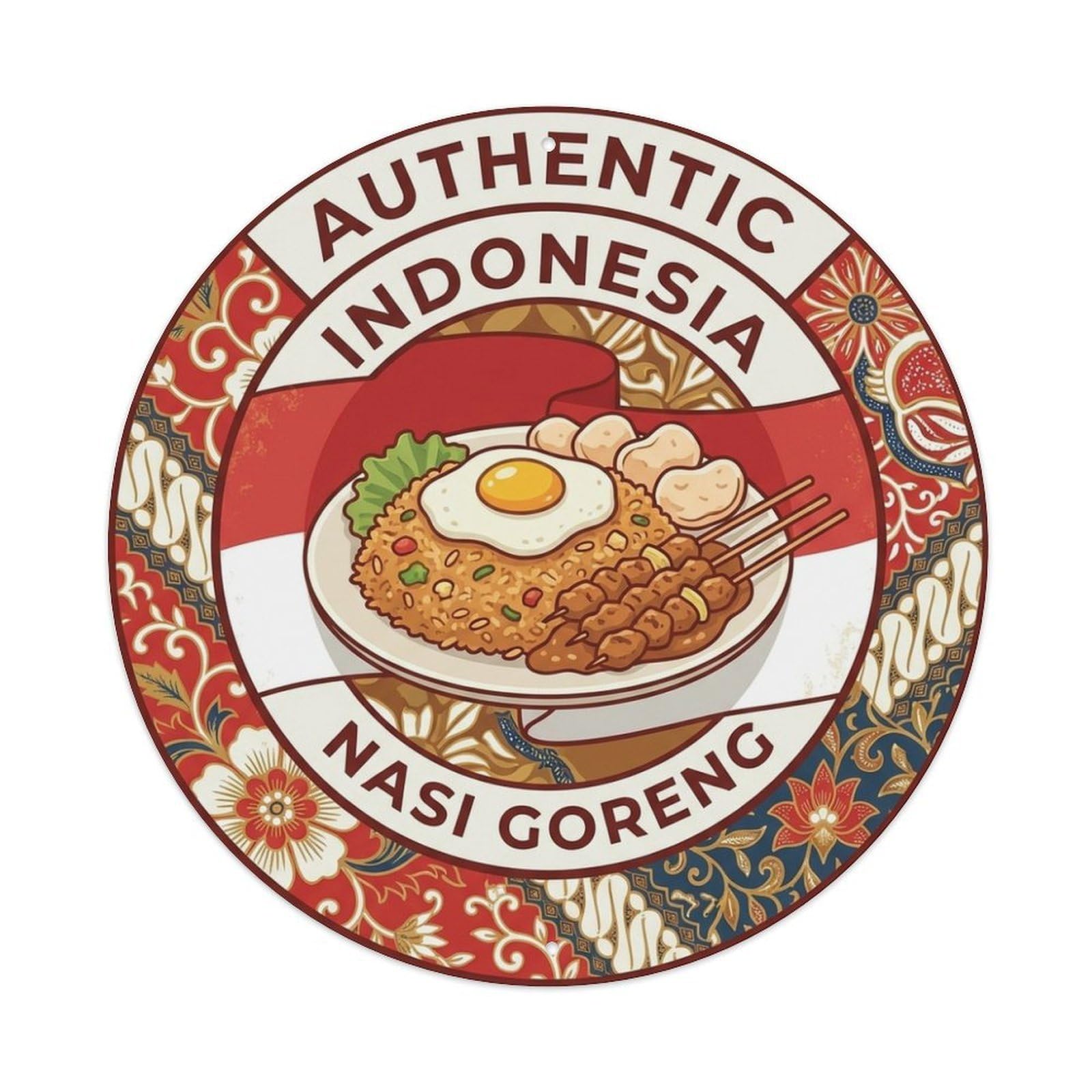 Olhnbad Style Indonesia Nasi Goreng Travel Rice Dish Cuisine Metal Tin Sign