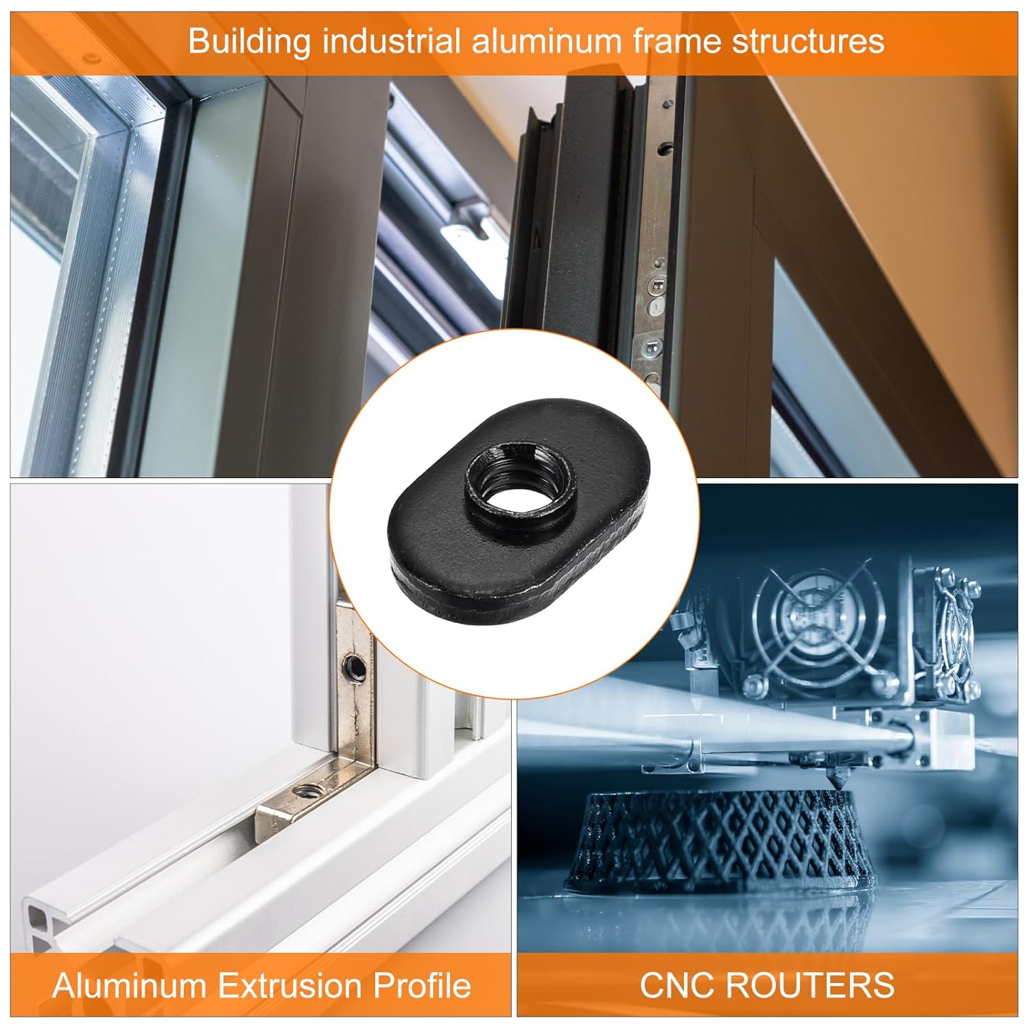 uxcell Centered Hole Sliding T-Nuts, 10Pcs 1/4"-20 Carbon Steel Zinc-Plating Nuts for T Track Extrusions