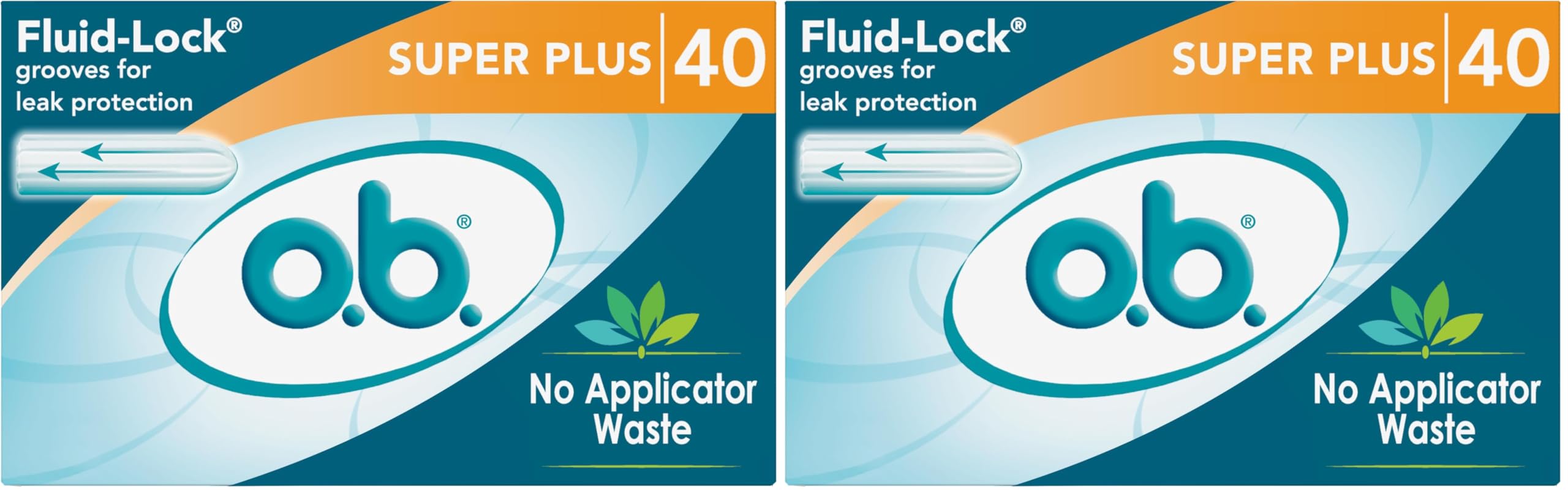 o.b. Tampons Super Plus | Non-Applicator | Unscented | 40 Count | Pack of 2