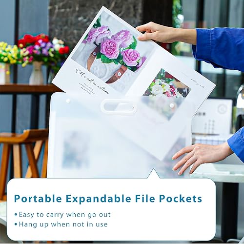 Miniatura 6 de Bolsas de portafolios de arte de 17.32 x 14.17 pulgadas, 2 piezas de carpetas para obras de arte para niños, portafolios de recuerdos con asas,