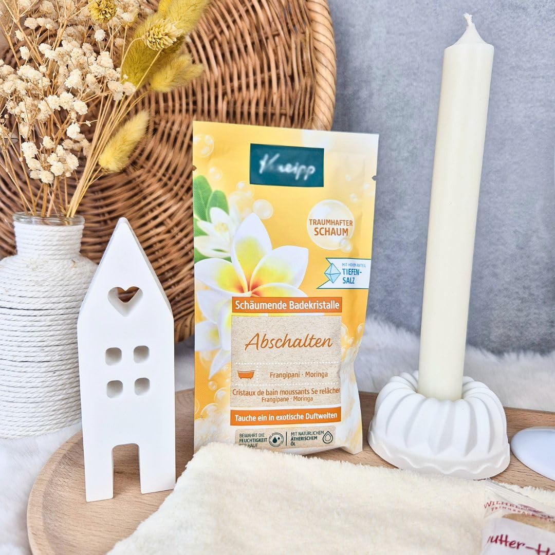 Wellness Geschenkset für Frauen mit Entspannung Badeschaum im Canvas Baumwoll-Korb