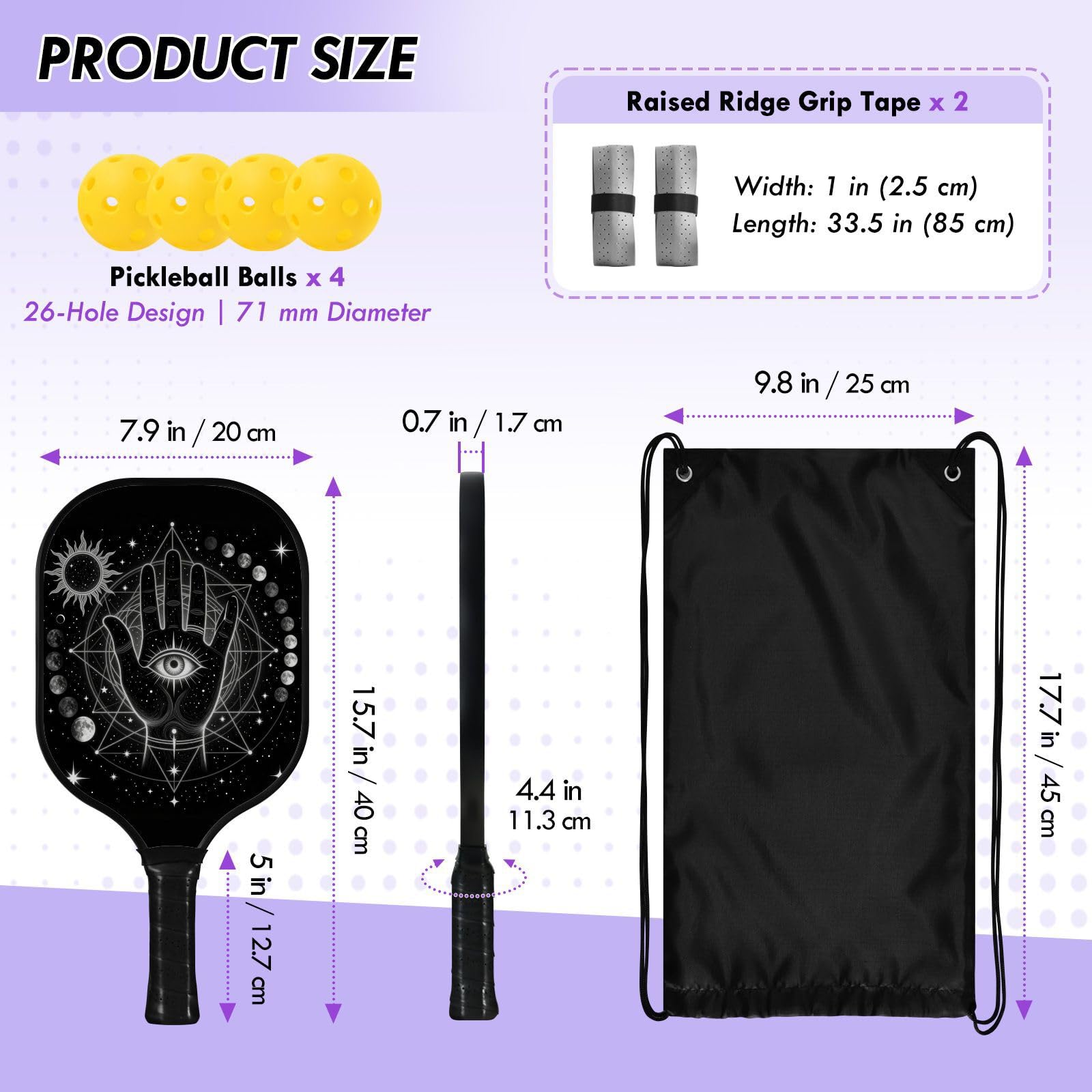 Hamsa Hand Evil Eye Fatima Moon Lekkie wiosła Pickleball
