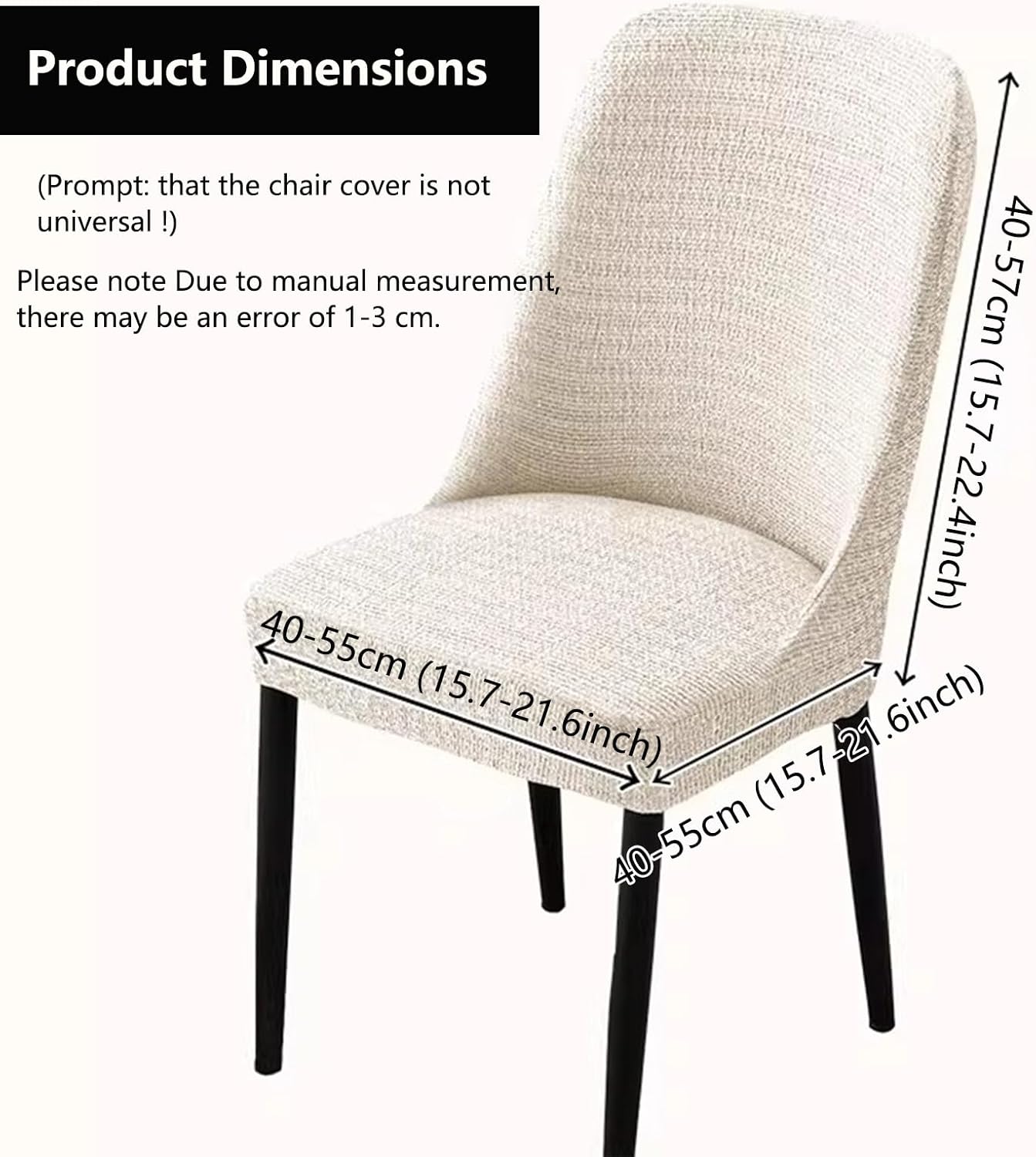 Curved Back Dining Chair Cover Set of 2/4/6, Soft Slipcover Polyester Armless, Kitchen Chair Slipcovers Protector for Home Decor Living Room Ceremony,Khaki,6pcs