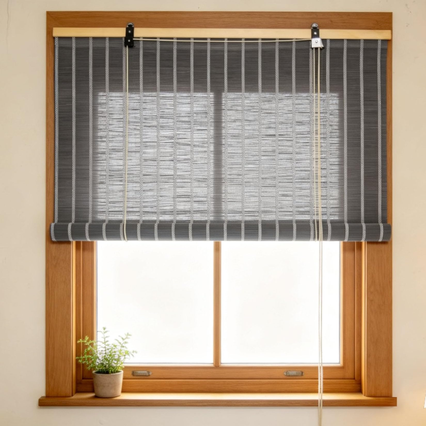 130x210cm Raffrollo Bambus,Natur Holzrollos,Sonnenschutz Sichtschutz