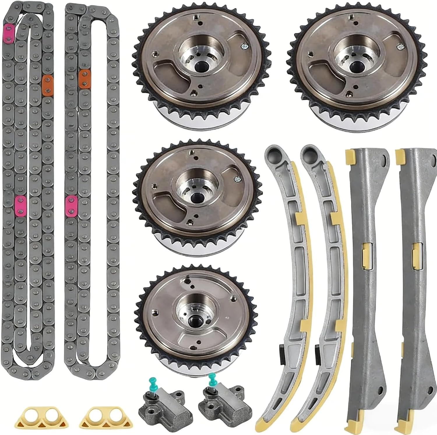 Timing Chain Kit with 4Pcs VVT Gears & Tensioners, Replace 24350-3CGA1 24370-3CGA0 Fit for 2009-2022 Hyundai Kia Sorento Sedona Telluride Cadenza Stinger K900 3.3L 3.8L G6DH Engine