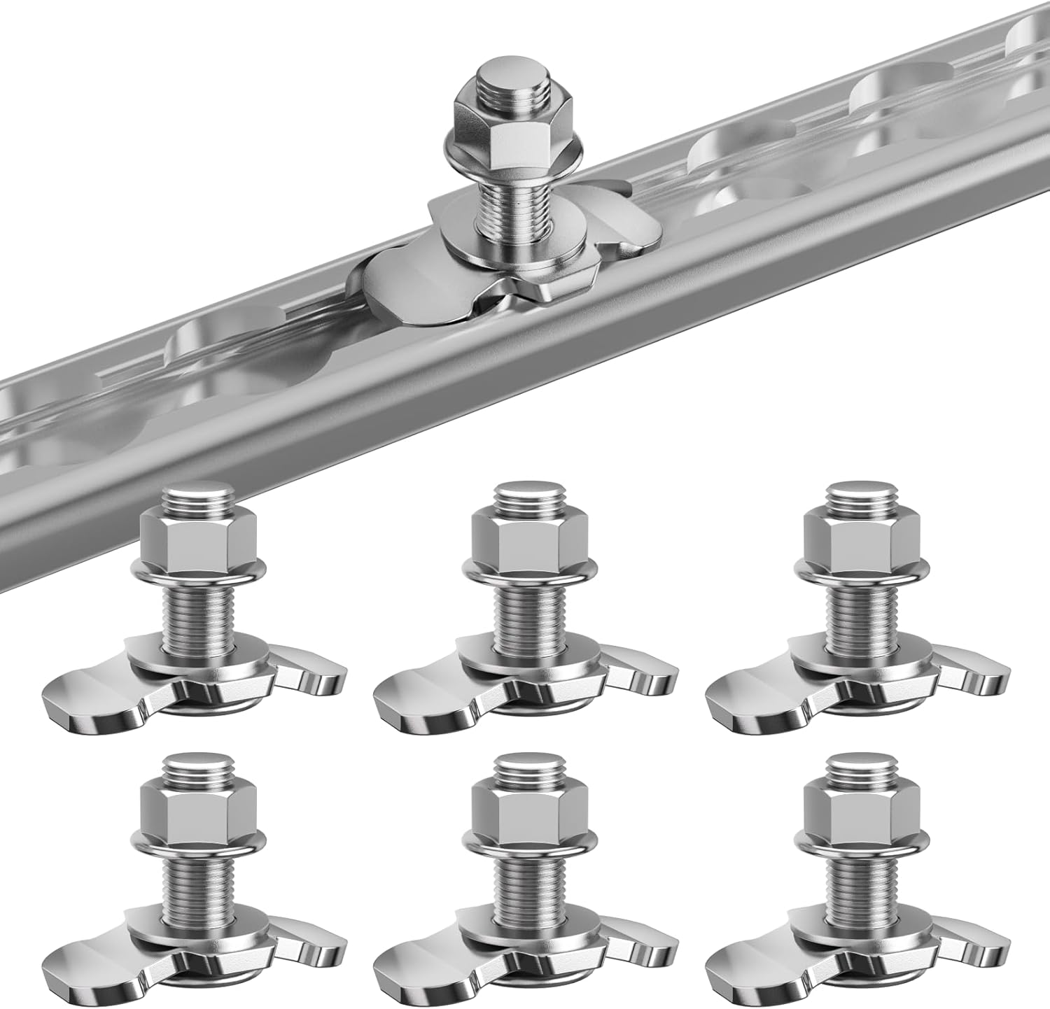 6 Pack 60mm L-Track Double Lug Threaded Stud Nut Fitting Tie Down,3000 LBS Max Load,L Track Accessories,Heavy Duty Cargo Control Anchor for Truck Bed & Trailer, 3/8"-24 UNF x 2.36" – Black