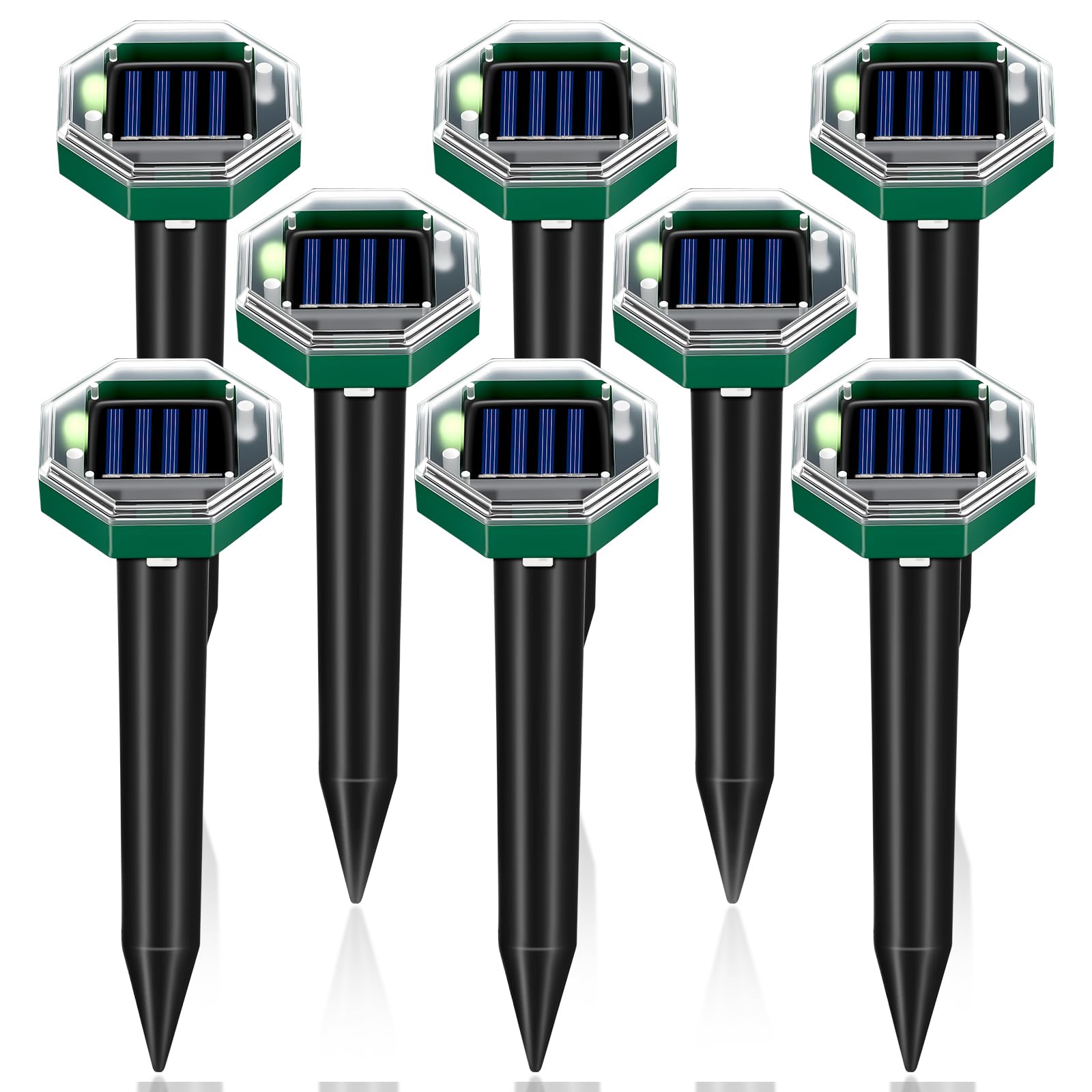 Maulwurfabwehr, solarbetrieben, Sonic Gopher Abwehrpfähle für Rasen, IP65 wasserdicht, Ultraschall, Maulwurfschreck für Rasen, Sonic Wühlmaus, Schlange, Gürteltier, Streifenhörnchen-Abschreckung für