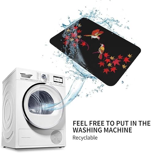 Miniatura 7 de WINTYE Embroidery Bird Maple Bathroom Rugs Stone Quick Dry Diatomaceous Earth Bath Mat Super Absorbent Non Slip Autumn Leaf Vintage Shower Rug