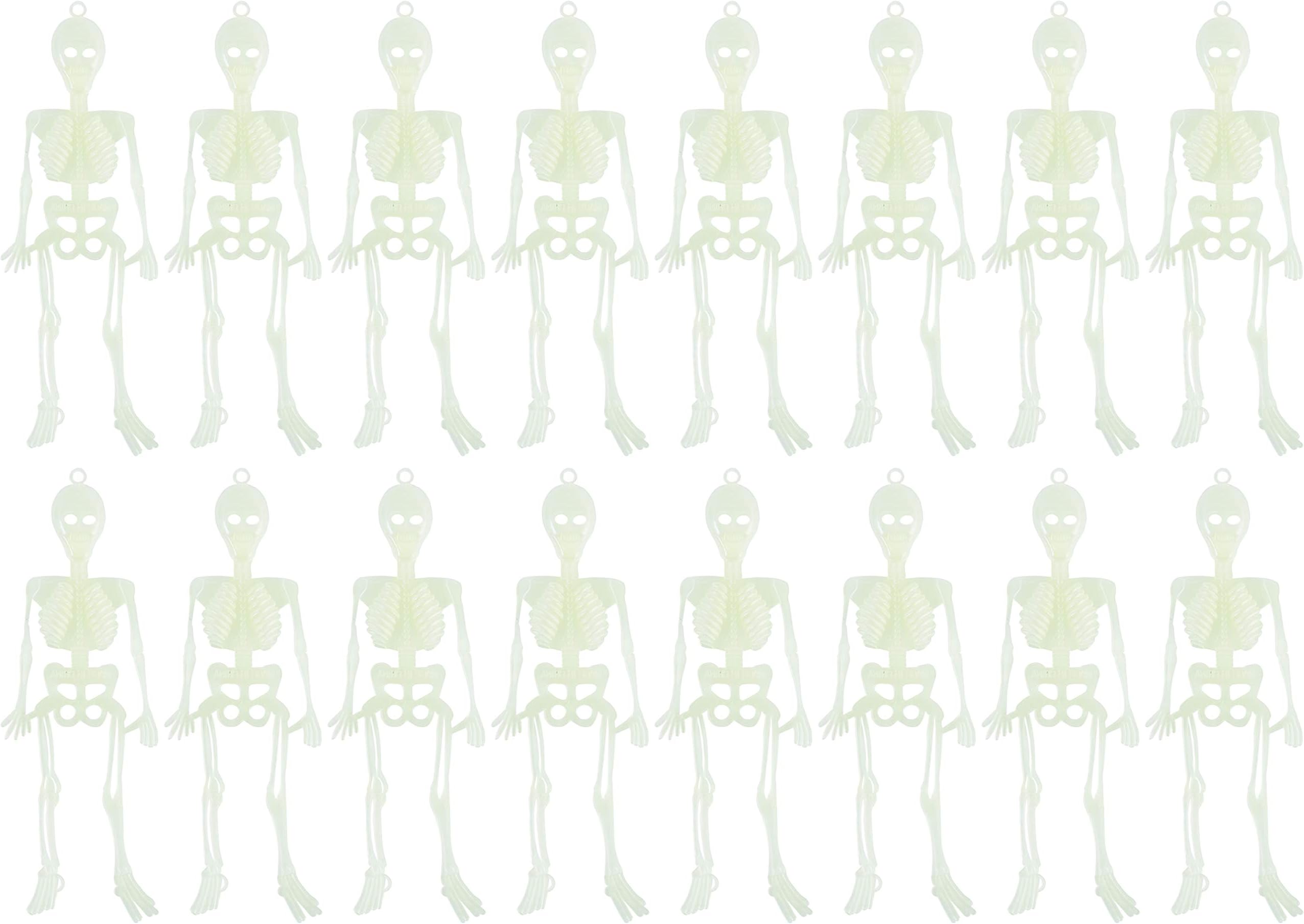 Halloween Glow in The Dark Plastic Skeleton Party Favors, 6" x 2" (16 Skeletons)