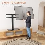 Universal TV Stand/Base Tabletop TV Stand with Wall Mount for 40 to 86 inch 5 Level Height Adjustable, Heavy Duty Tempered Glass Base, Holds up to 132lbs Screens, HT03B-003