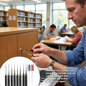 Broken Key Extractor Tool and Lock Picking Kit, 12-Piece Professional Locksmith Tools for Emergency Lock Repair and Automotive Key Removal, Portable Keys Extractor Set