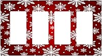 Vista 21 de Cubierta de interruptor de luz dúplex de 1 banda, cubierta decorativa de Navidad con copos de nieve rojos, placa frontal decorativa para cocina