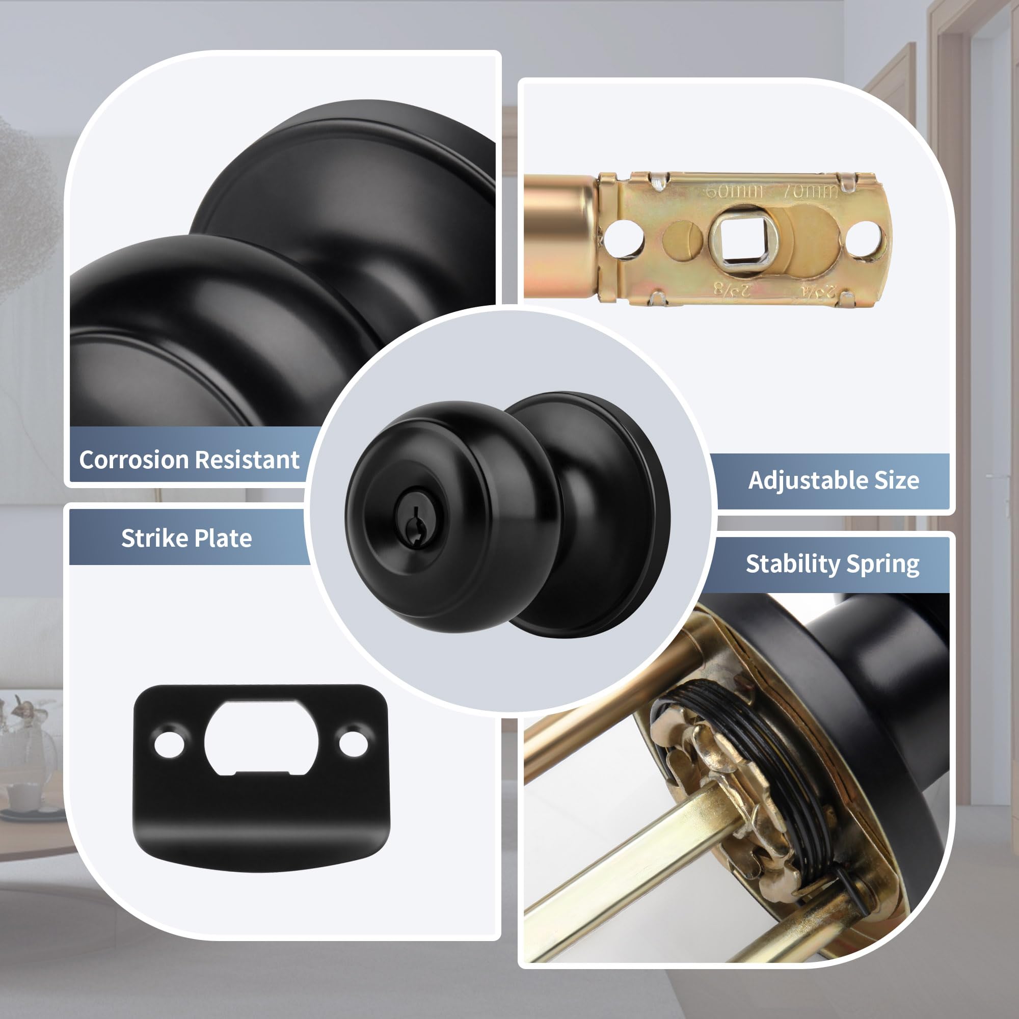 Moquin Keyed Entry Door Knob - Secure & Stylish -2 Moquin Keyed Entry Door Knob - Secure & Stylish -2