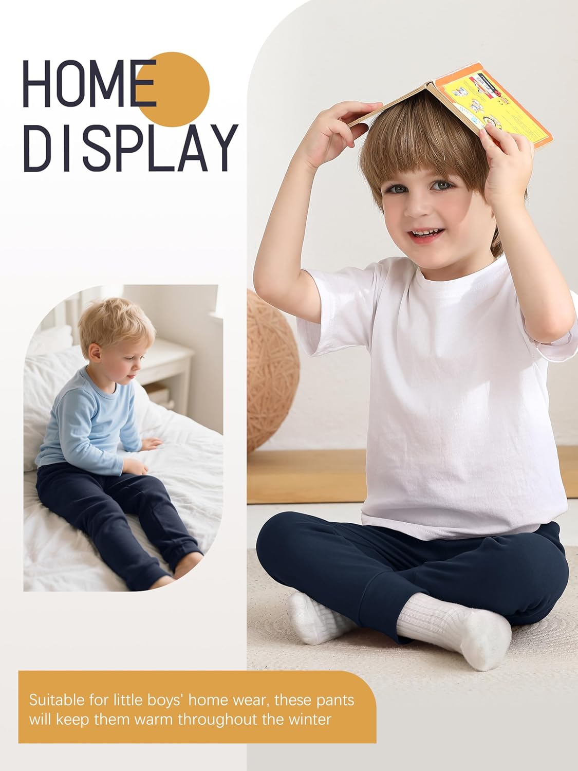 5-Pack Toddler Boy Pants, 2-5T Cotton Boys Joggers Pull-On Pants for Kids, Multicolor - Image 6