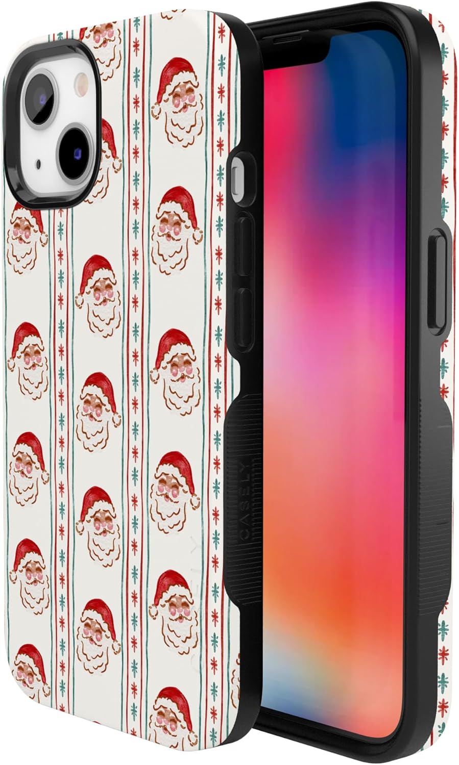 Casely iPhone 13 Mini Case | Jolly St. Nick | Retro Claus | Bold Protective Design | MagSafe Compatible Design