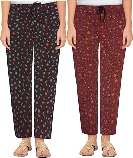AFRA WOMEN COTTON DESGIN PYJAMAS (PACK OF 2) Price In India