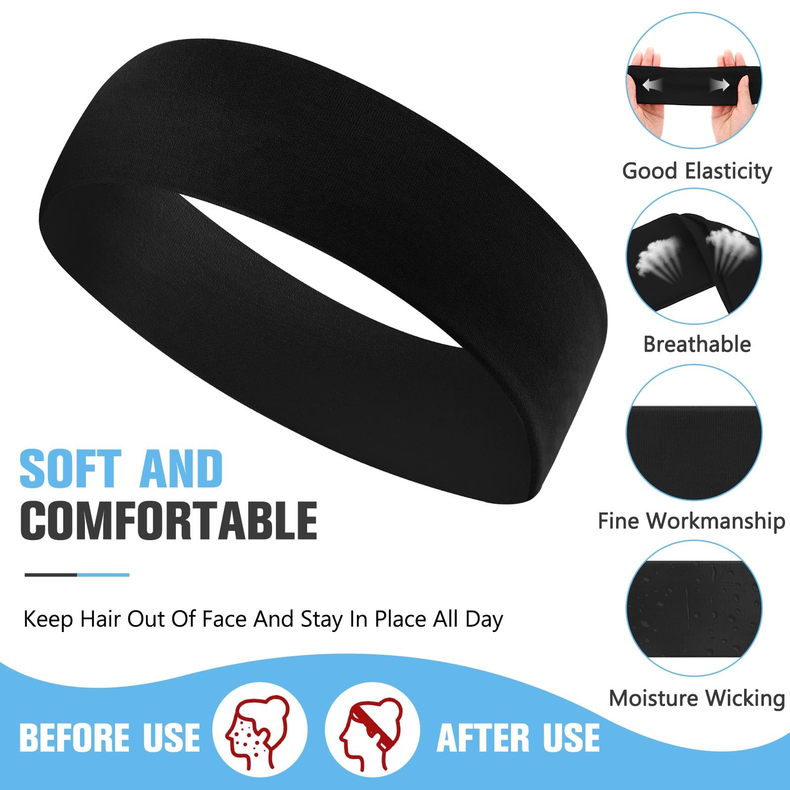 Amazon.com: Hotop 30 Pcs Sport Headbands for Women Non Slip 