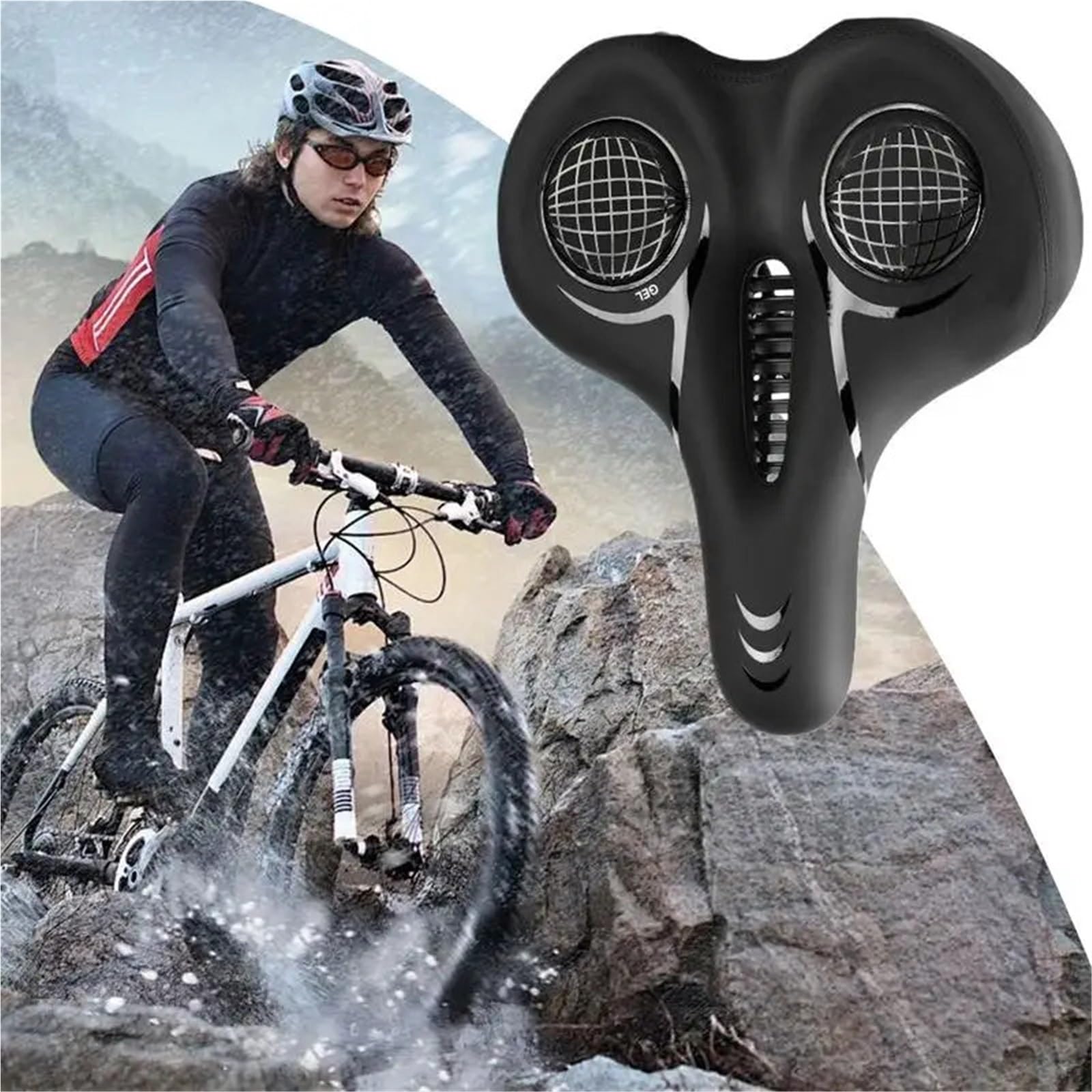 Fahrradsattel Sitz for Fahrrad, weicher for Radfahrer, stoßdämpfender Fahrradstützsattel, gepolstertes Fahrradsitzkissen for Männer und Frauen
