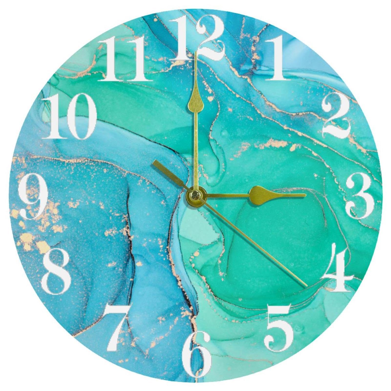 Horloge murale verte et bleue ronde quartz silencieuse sans tic-tac à piles maison