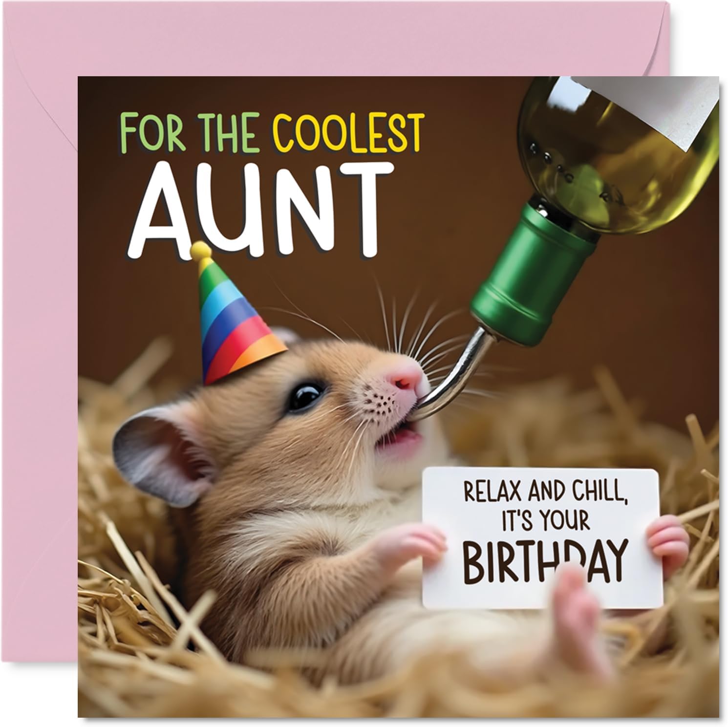 Stuff4 Aunt Birthday Card - Ham-somely - Happy Birthday Card for Aunt from Nephew Niece, 5.7 Inch Hamster Bday Greeting Cards