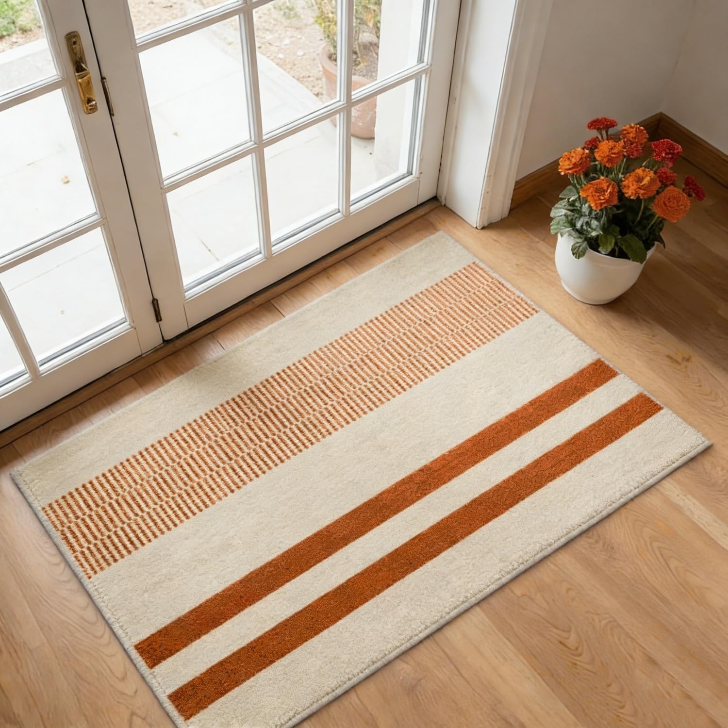 2x3 Washable Doormat, Non-Slip Rug for Front Door, Bathroom & Kitchen - Low Pile Indoor/Outdoor Mat with Rubber Backing, Modern House Design