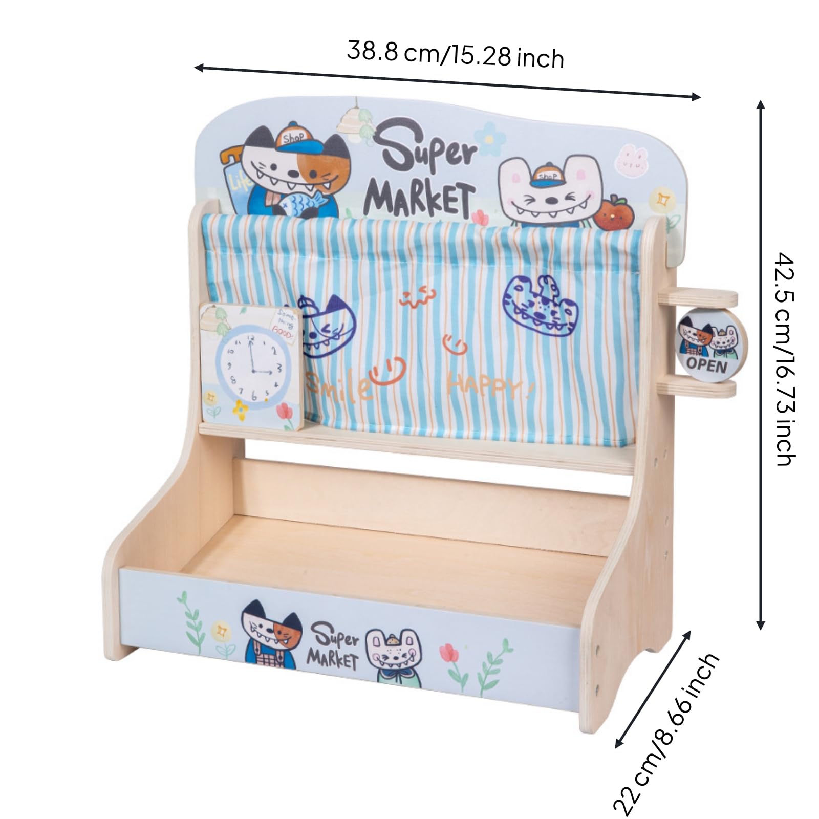 Juguete de Cocina para Niños Juego de Comida de Madera Alimentos Falsos de Madera Caja con Asas Cuchillo Infantil Piezas para Servir Estilo Dibujos