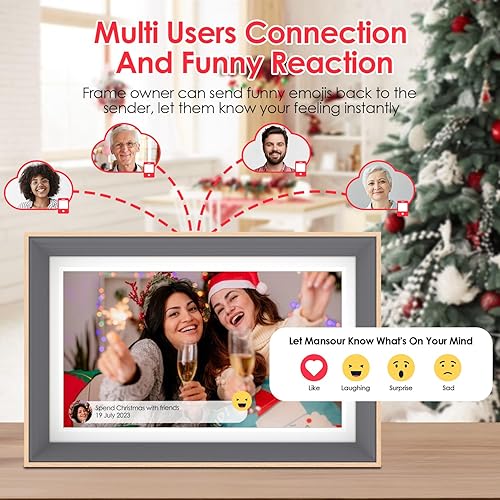 Miniatura 5 de FRAMEO - Marco de fotos digital, marco de fotos digital WiFi de 15.6 pulgadas, almacenamiento de 32 GB, marco de fotos con pantalla táctil, marco de